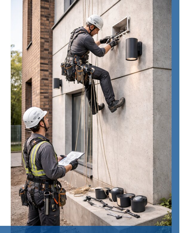 Монтаж фасадного освещения в Алексине от 2747 р. | ВЫСОТНИК-Лкс