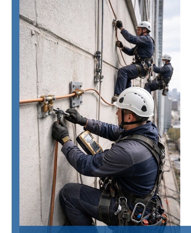 Монтаж системы заземления здания и молниезащиты в Алексине