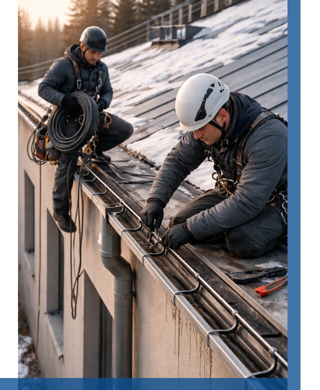 Монтаж греющего кабеля на кровле в Алексине от 494 р. | ВЫСОТНИК-Лкс