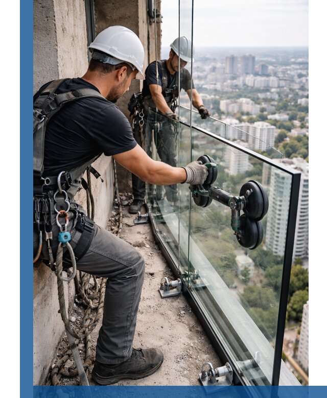Монтаж стеклянных ограждений под ключ с гарантией в Алексине