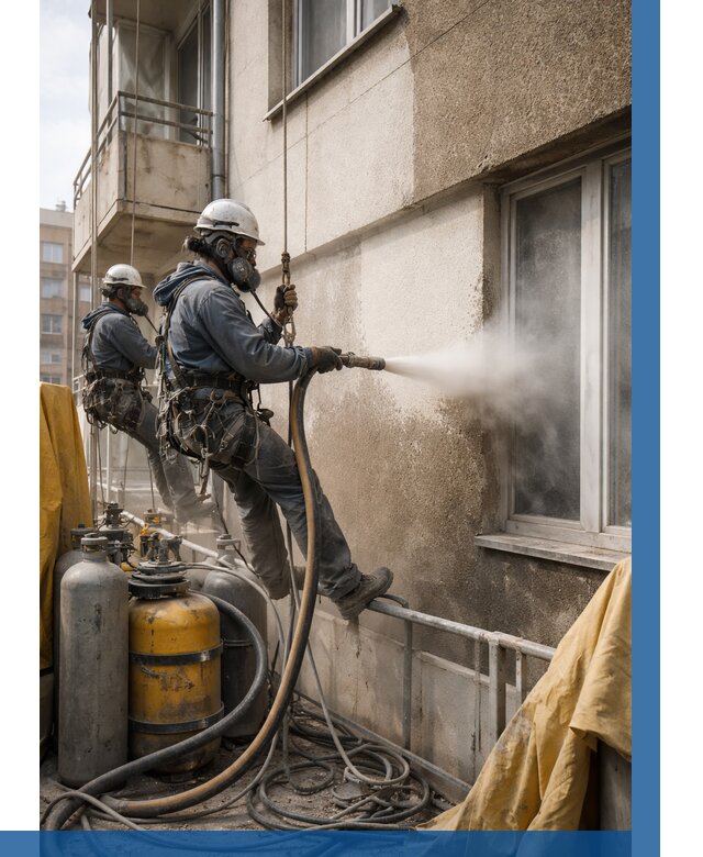 Пескоструйная очистка фасада в Алексине от 714 р. | ВЫСОТНИК-Лкс