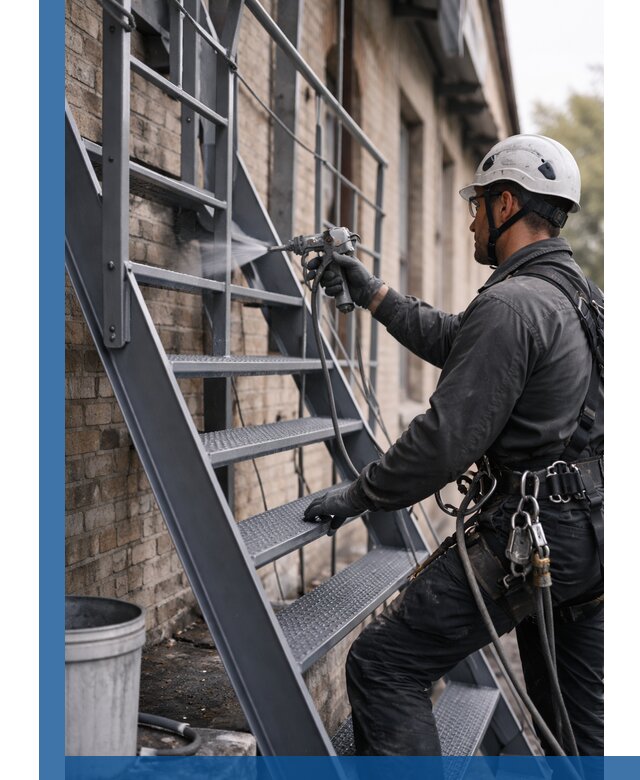 Покраска и антикоррозионная защита пожарных лестниц в Алексине