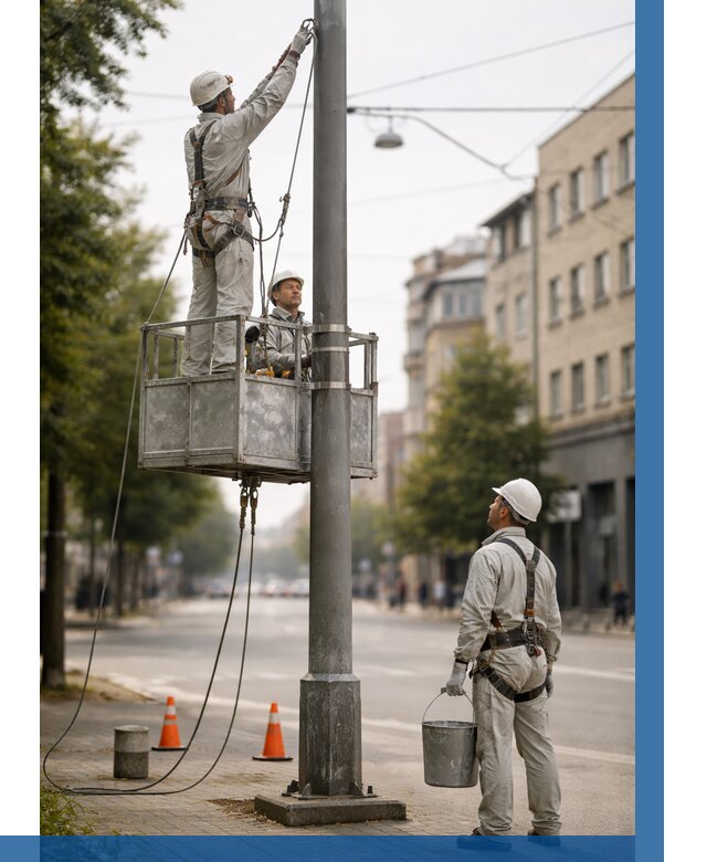 Покраска опор освещения в Алексине от 5494 р. | ВЫСОТНИК-Лкс
