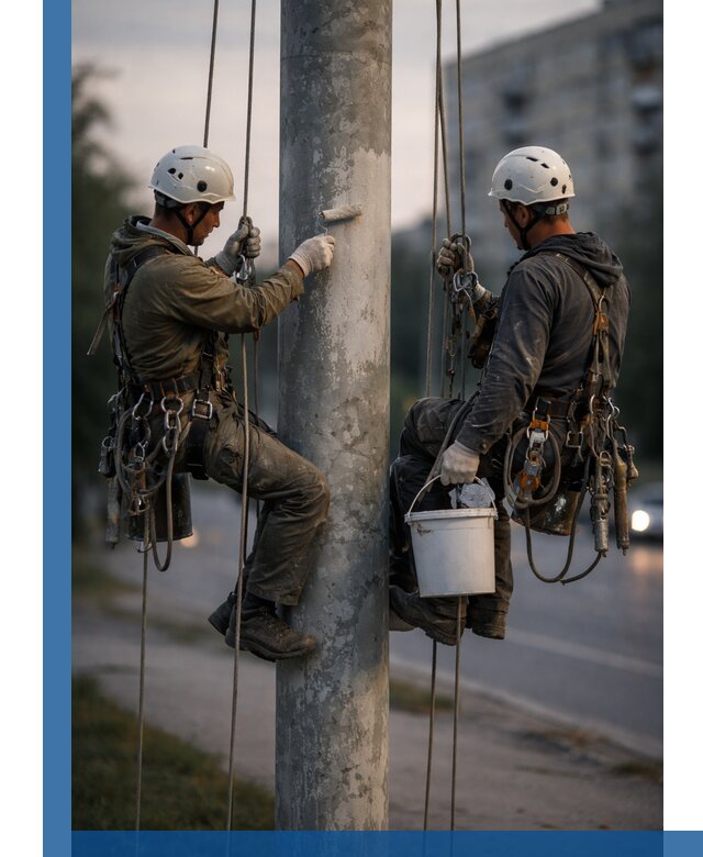 Покраска опор освещения и антикоррозийная защита в Алексине