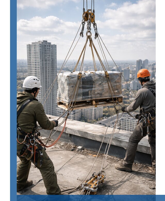 Подъем и монтаж крупногабаритных грузов на крышу в Алексине