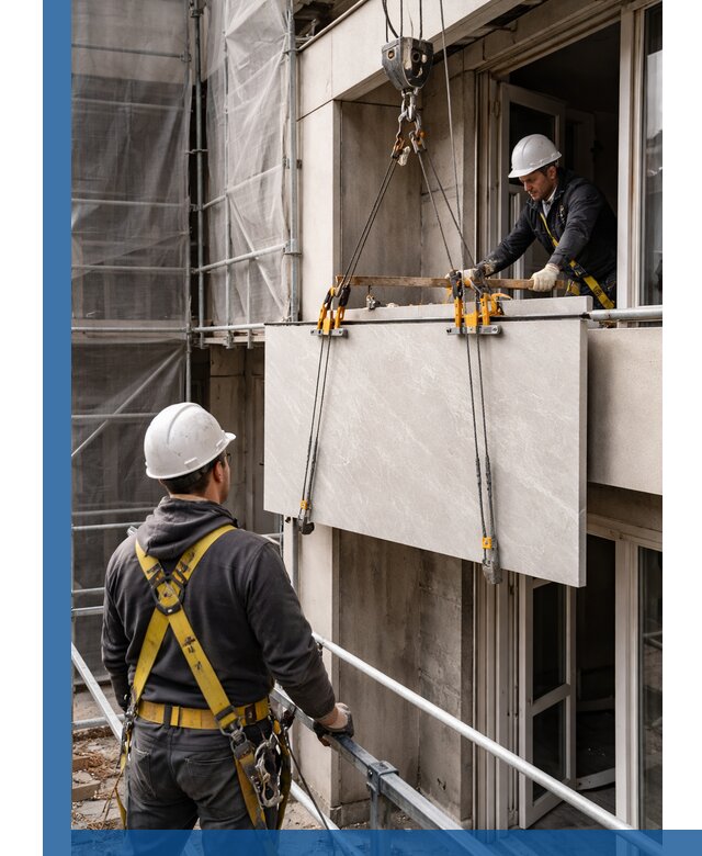 Подъем керамогранита на этаж в Алексине грузчиками и техникой