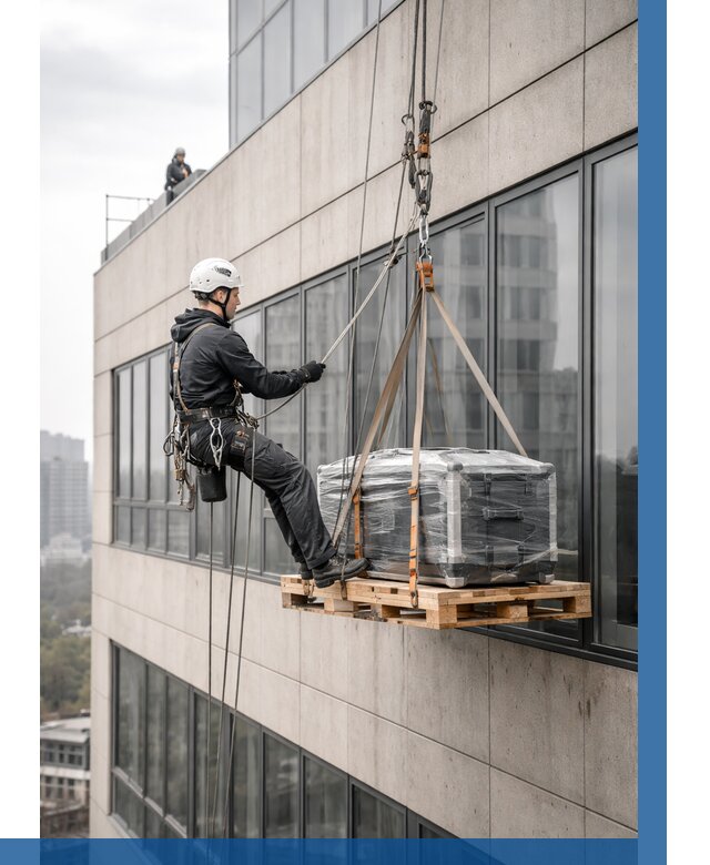 Спуск груза по фасаду в Алексине от 3846 р. | ВЫСОТНИК-Лкс