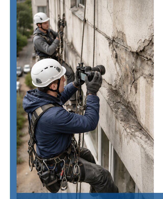 Фотофиксация дефектов фасада с высотной съемкой в Алексине